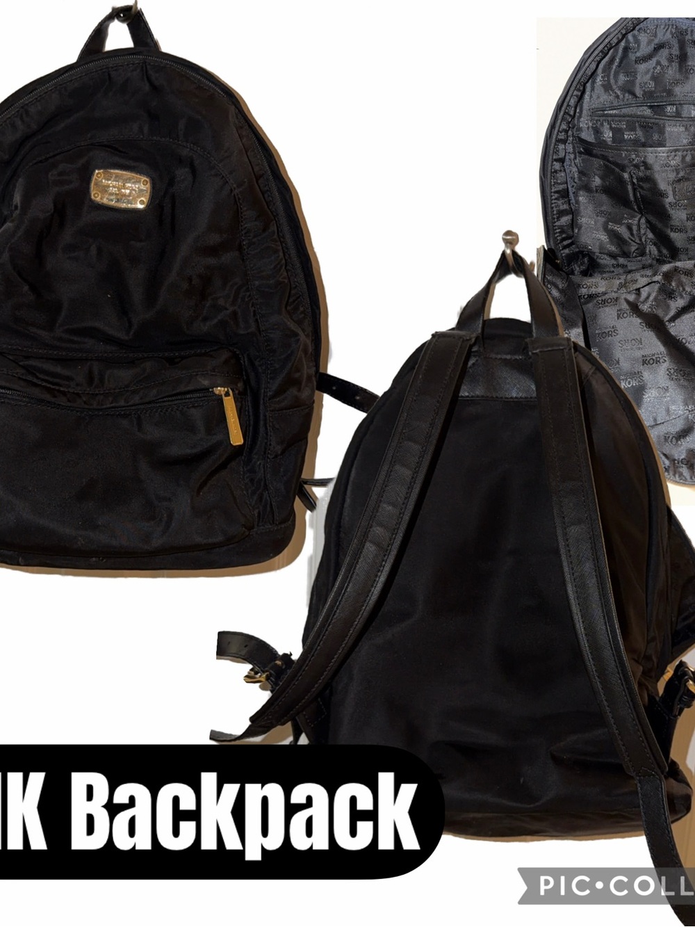 Michael Kors Black Nylon Backpack with Gold Hardware